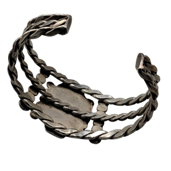 Agate Sterling Silver Open Cuff Bracelet Red Cabachon Detailed 925 Design SZ 6 - Picture 12 of 16